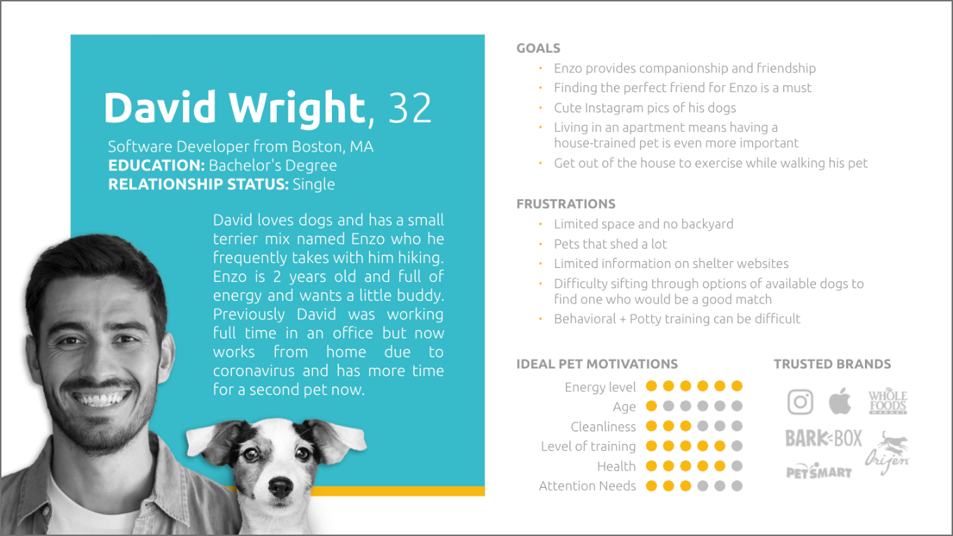 User persona for David Wright, 32. The full text of the persona follows in the expandable section.